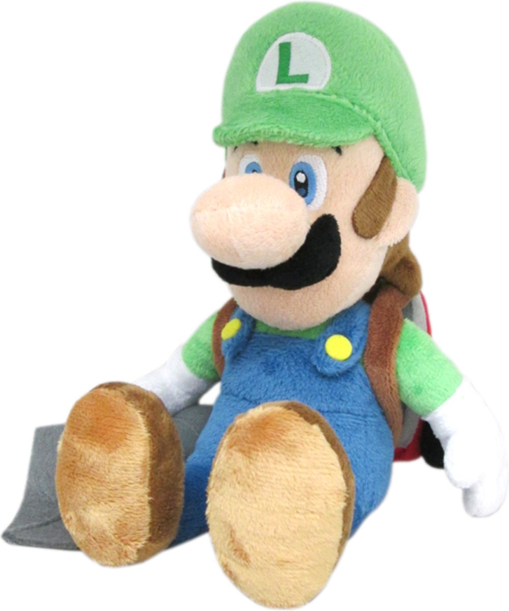 Luigi met Poltergust - Super Mario Pluche Knuffel 28 cm {Nintendo Mario Bros Plush Toy - Speelgoed Knuffels voor Kinderen Jongens Meisjes - Friends: Mario, Luigi, Bowser, Toad, Donkey Kong, Peach, Yoshi}